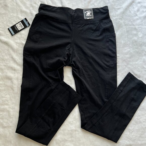 Beverly Hills Polo Club Leggings Womens Large Sparkle Logo Black New with Tags - Picture 2 of 7